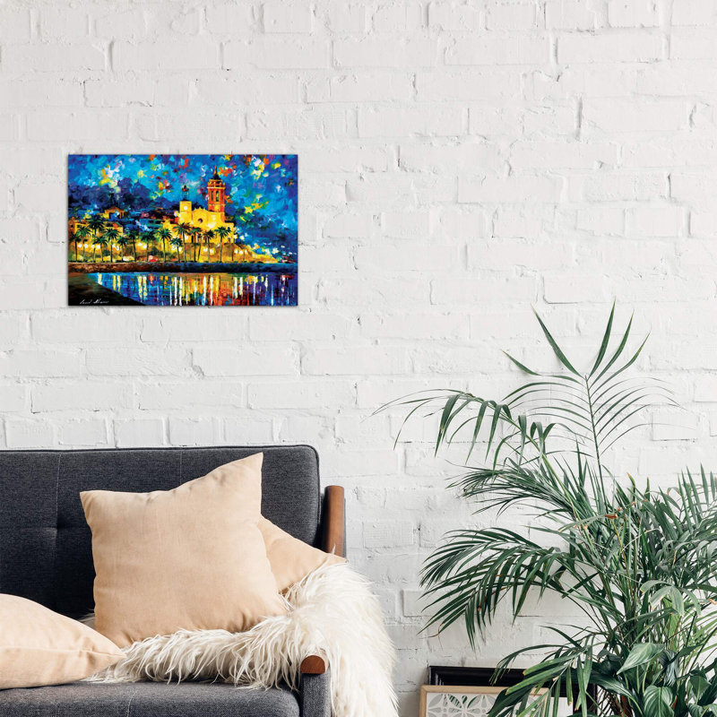 Spain, Sitges by Leonid Afremov - Wrapped Canvas Painting, 66.04 cm H x 45.72 cm W x 3.175 cm D