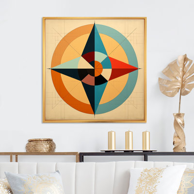 «Midcentury Compass», abstrait géométrique rétro sur toile