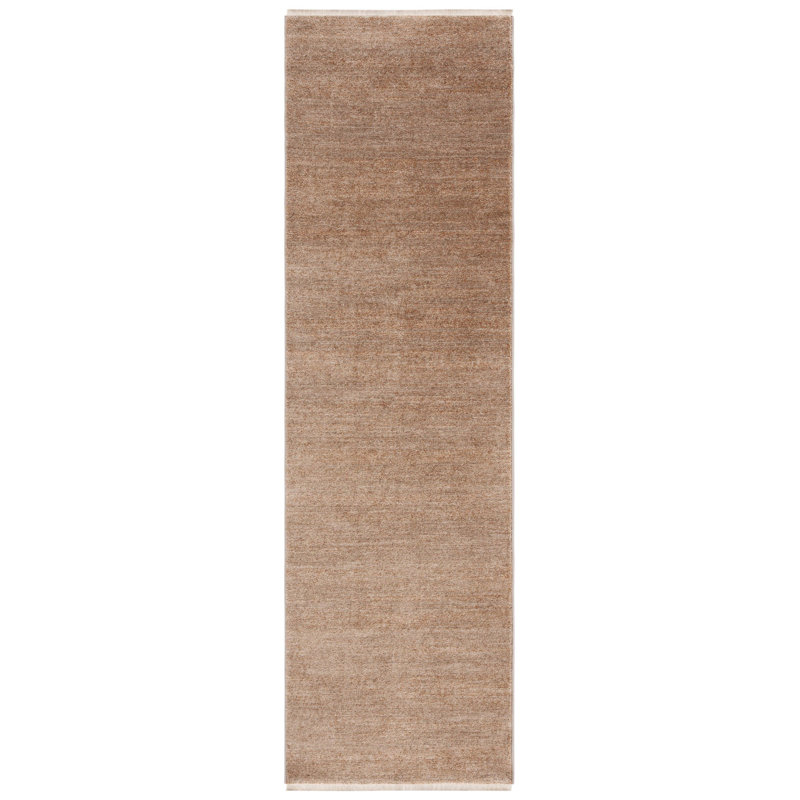 Tapis brun uni en polyester Donlon, Tapis de couloir 2 pi 3 po x 8 pi