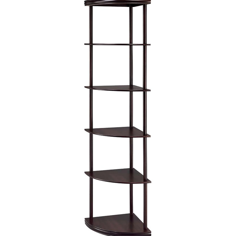 Bibliothèque d'angle Cappuccino - 5 tablettes en bois pour petits espaces