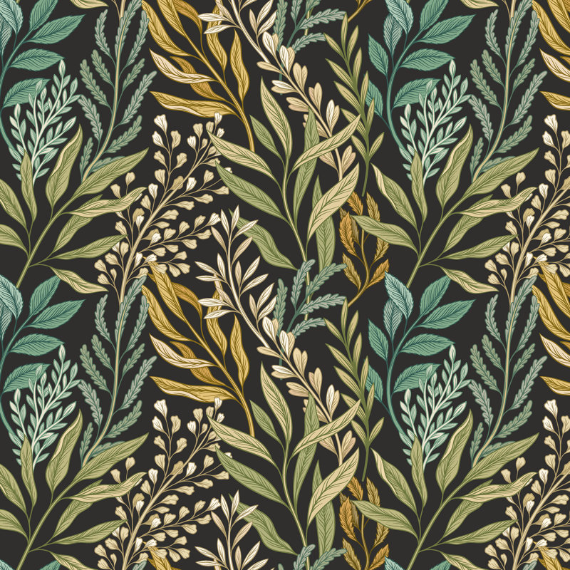 Verdant Leaves - Sea & Stone, Dark Green