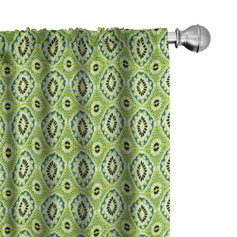 Paire de rideaux semi-transparents avec passe-tringle Ikat, 28 po x 63 po
