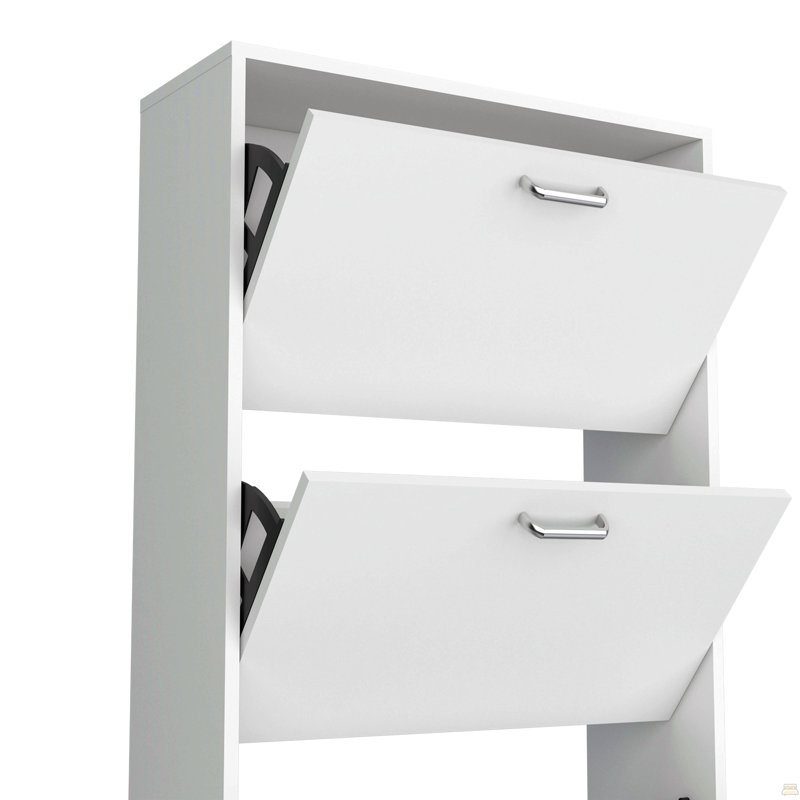Range-chaussures, 3 portes, 3 tablettes, blanc, Blanc