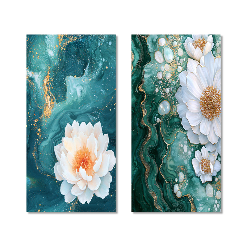 Agate of Marigold River - ensemble d'art mural en métal blanc Nature - imprimé sur métal, 40" H x 40" W
