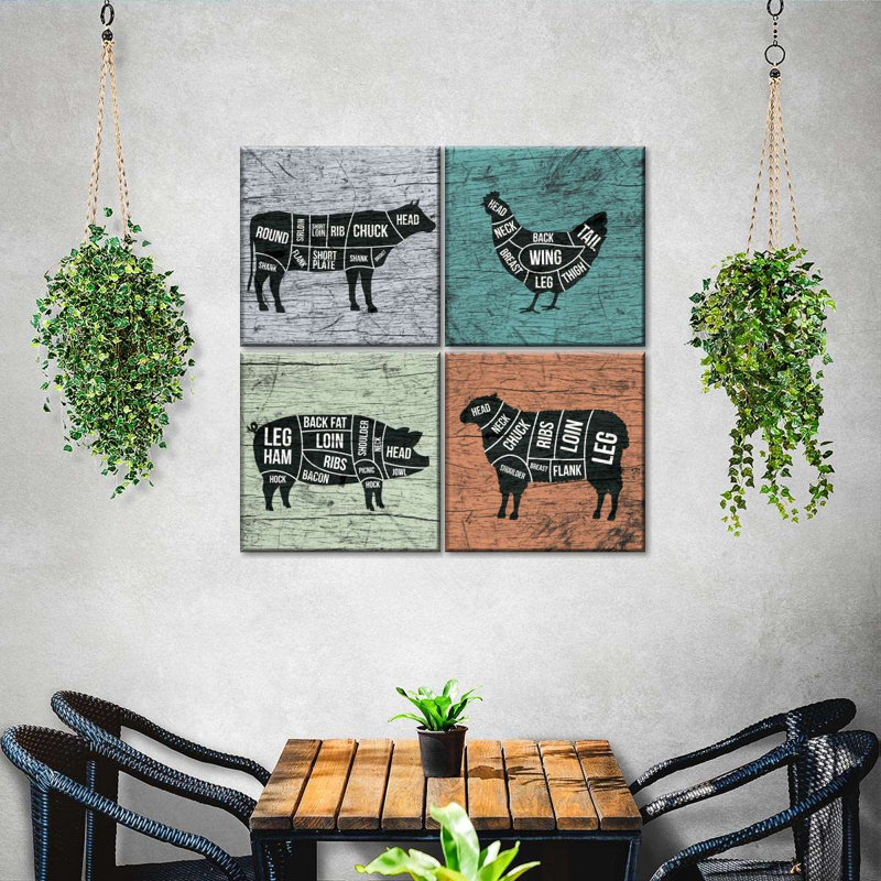 Ensemble de 4 planches de cuisine, H 18 po x l 18 po x P 1 po