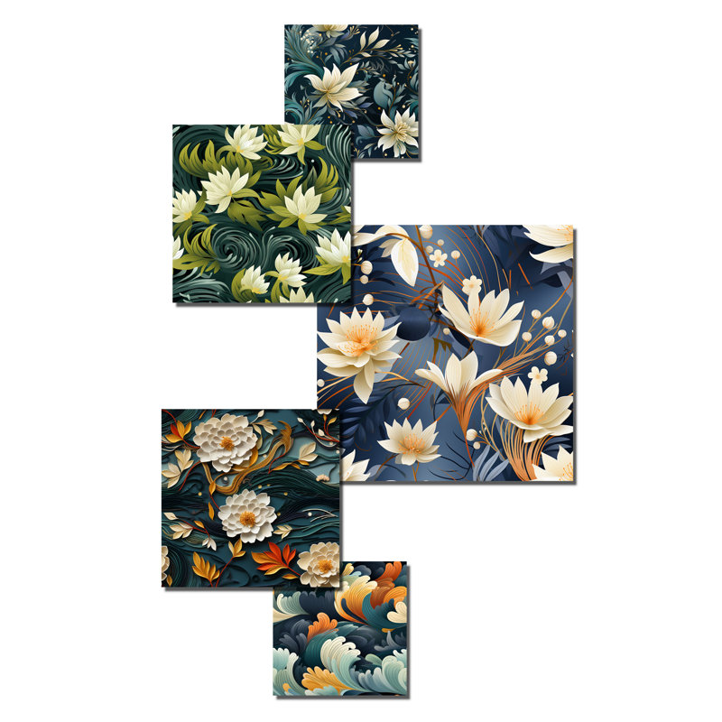 Ensemble de 5 impressions murales blanches zen