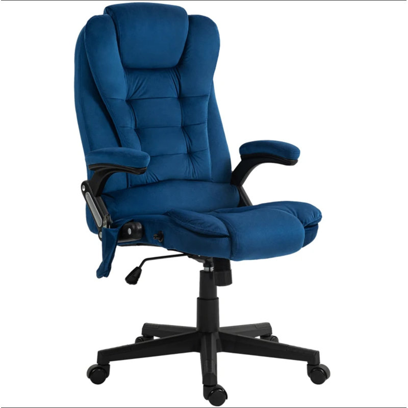 Fauteuil de bureau vibrant à haut dossier en velours