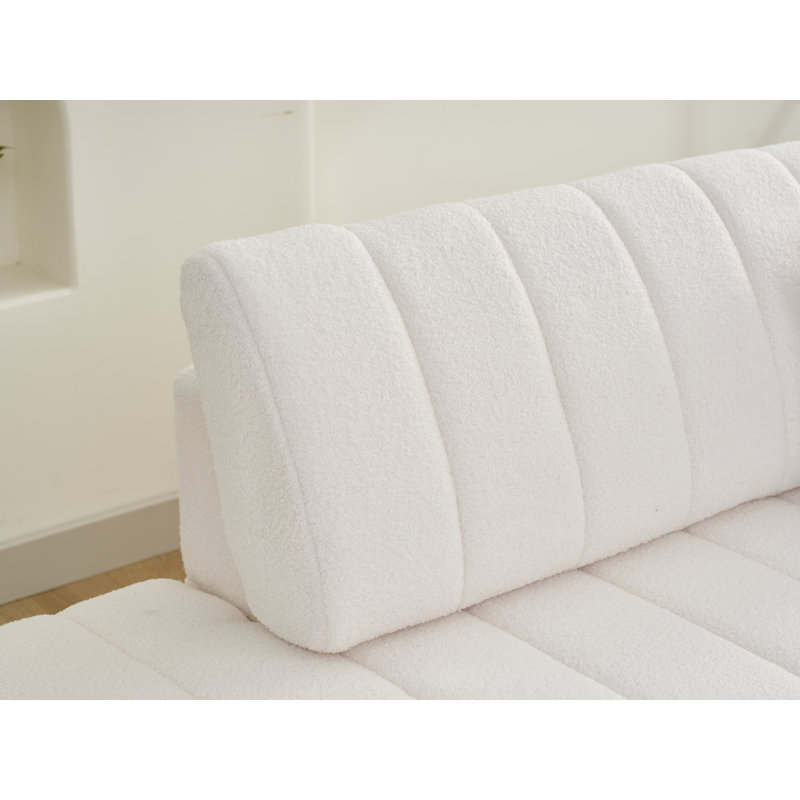 Canapé modulaire Nargis, Laine d'agneau beige, Orienté à gauche (vu de face)