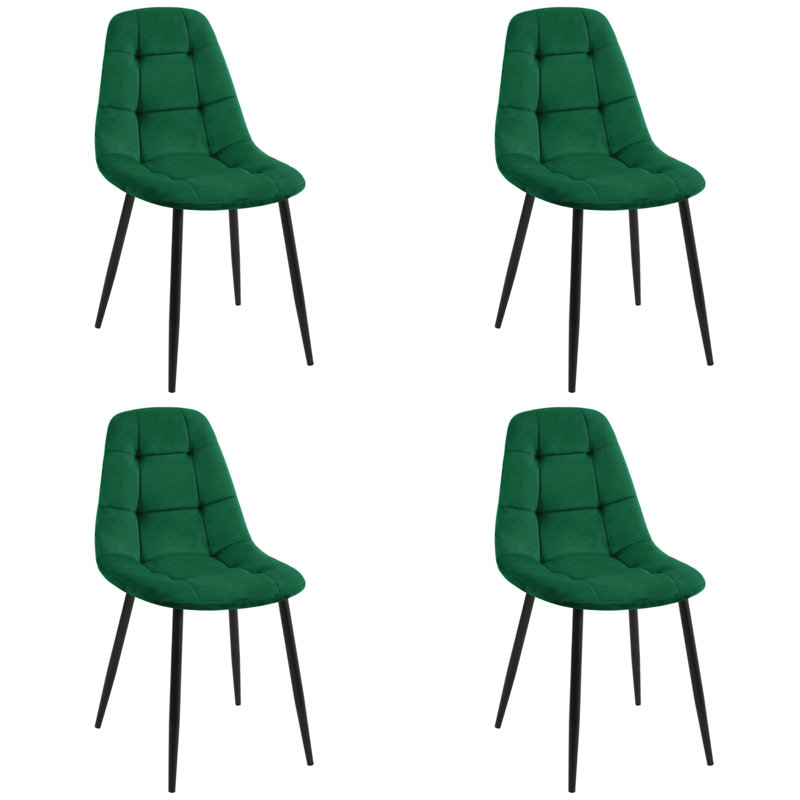 Adrianah 46cm H Tufted Velvet Upholstered Upholstered Back Side Chair in Green
