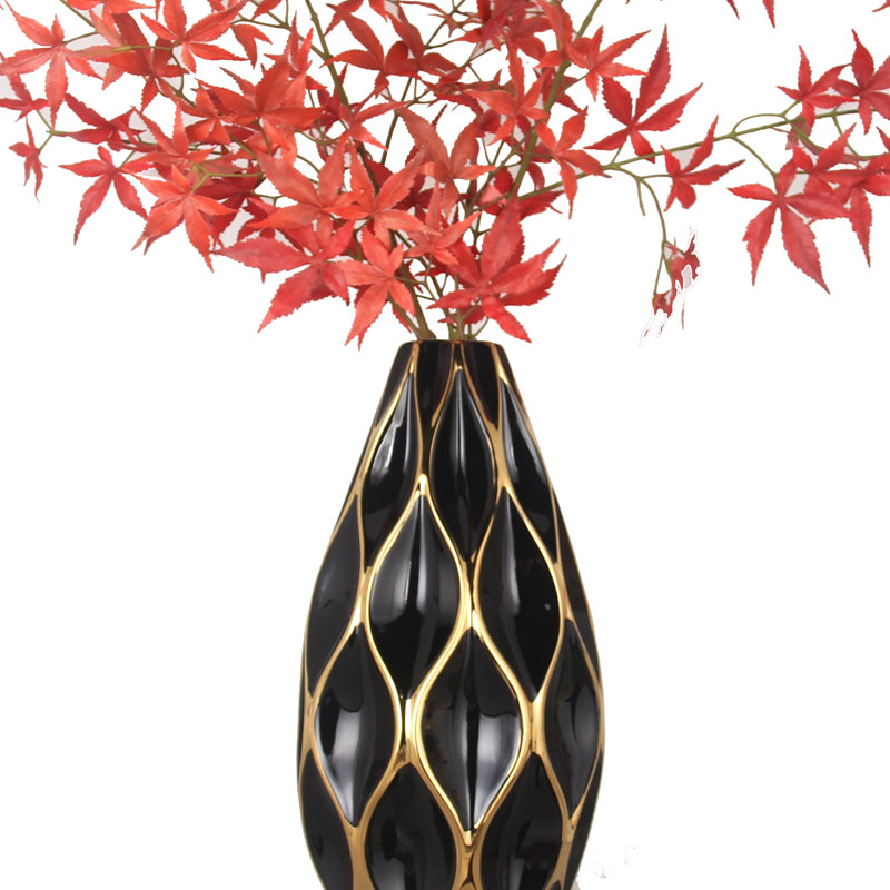 Montessa Ceramic / Porcelain Table Vase, 24.2'' H X 8.5'' W X 8.5'' D, Black