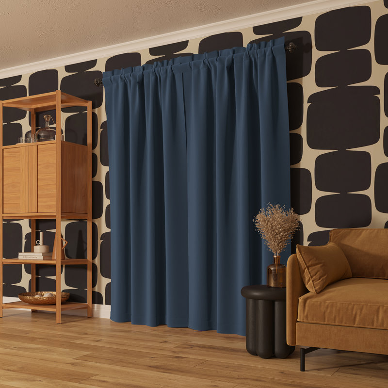 Panneau de rideau 100 % occultant avec passe-tringle de qualité cinéma Oslo Sun Zero, l 52 po x L 84 po, Bleu denim