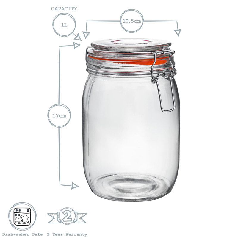 Argon Tableware - Glass Storage Jars with Labels, Clear