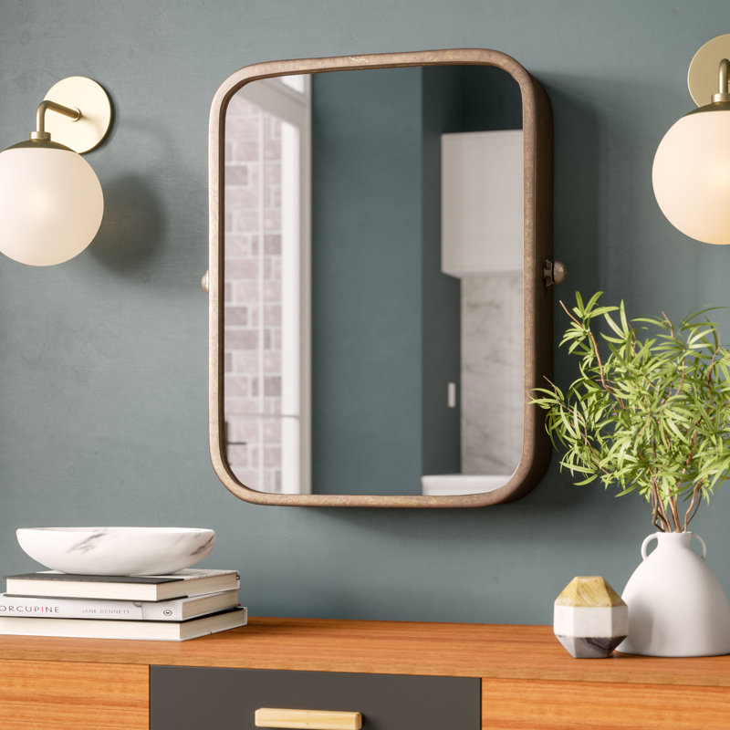 Metal Flat Wall Mirror, Copper