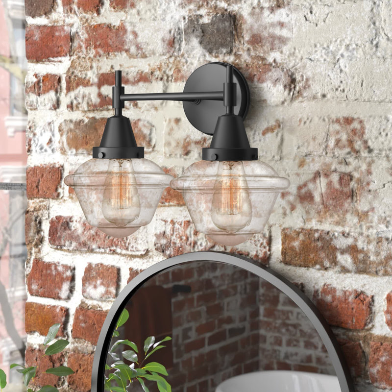 Éclairage pour meuble-lavabo à 2 lumières à intensité variable Gayle, Ampoule incandescente rétro de 60 watts, Noir mat