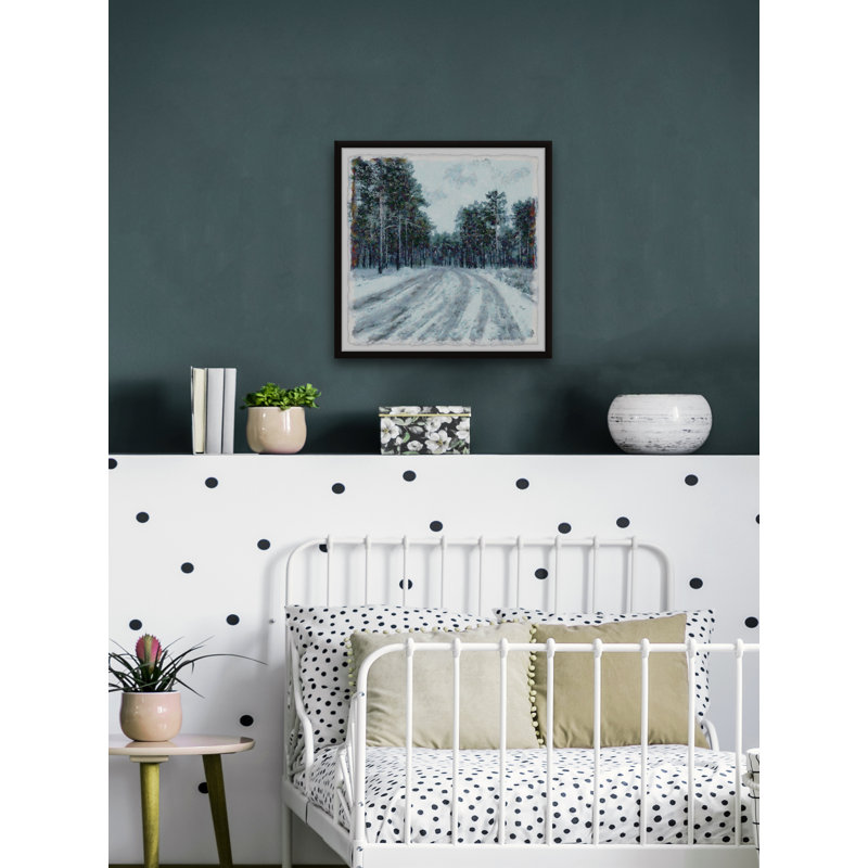 Snowy Road - Single Picture Frame Painting, 61cm H x 61cm W x 3.81cm D