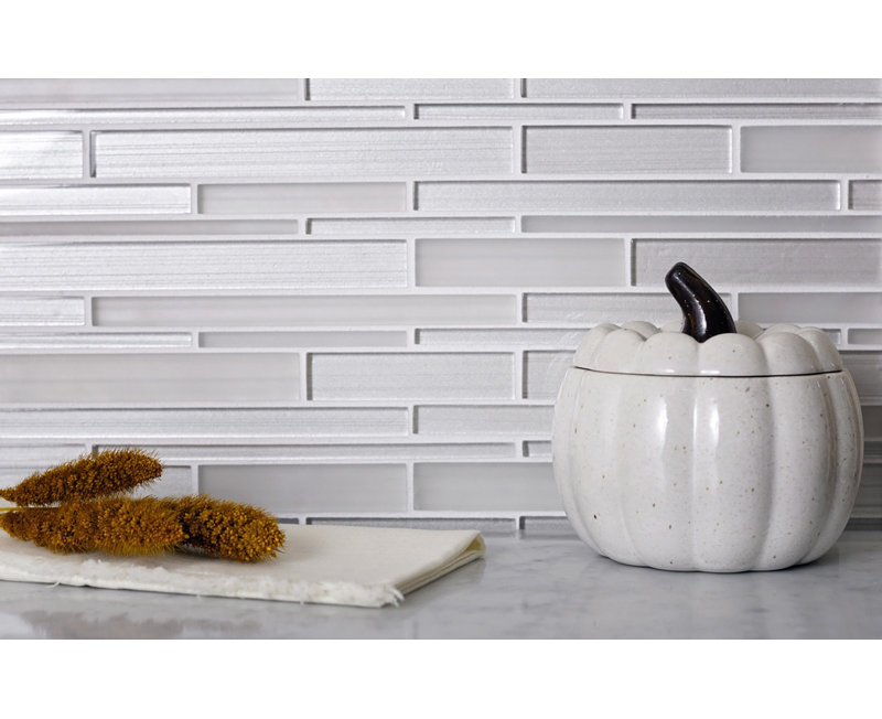 11.8" x 12.2" Glass Mosaic Tile, White