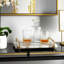 Plateau décoratif en agate avec poignées en métal Nouh - Plateau décoratif polyvalent pour repose-pieds, table basse, bijoux, cuisine ou bibelot - 14 po, ivoire et brun clair