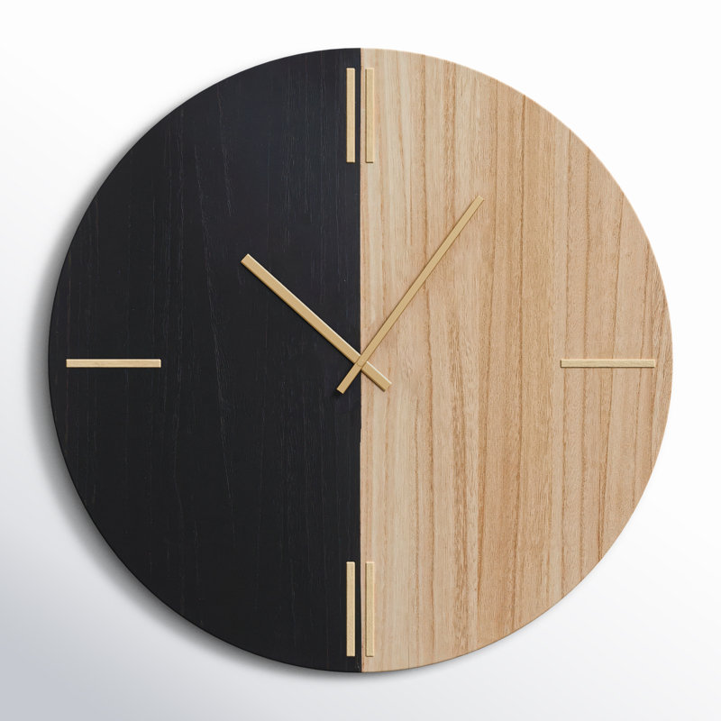 Wood Wall Clock, Black/Brown
