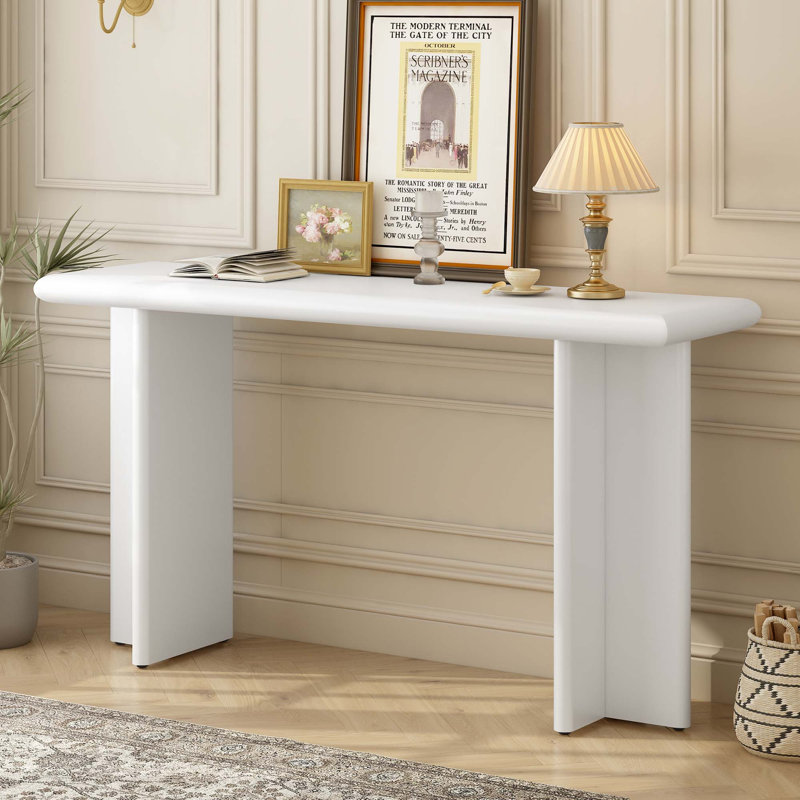 Table d'entrée moderne avec pieds en L, Blanc