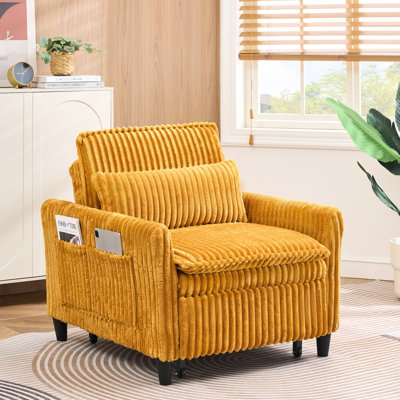 Velours côtelé jaune simple pour un petit appartement, design confortable et résistant à l'usure, coussin rembourré en éponge, pieds en plastique noir, velours côtelé, appartement, structure en bois massif, ressort en S,