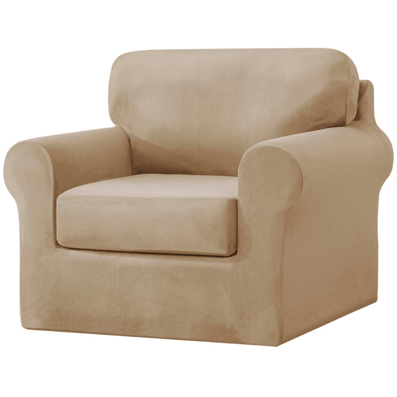 Housse pour canapé à coussins carrés/rectangulaires, Velours beige clair