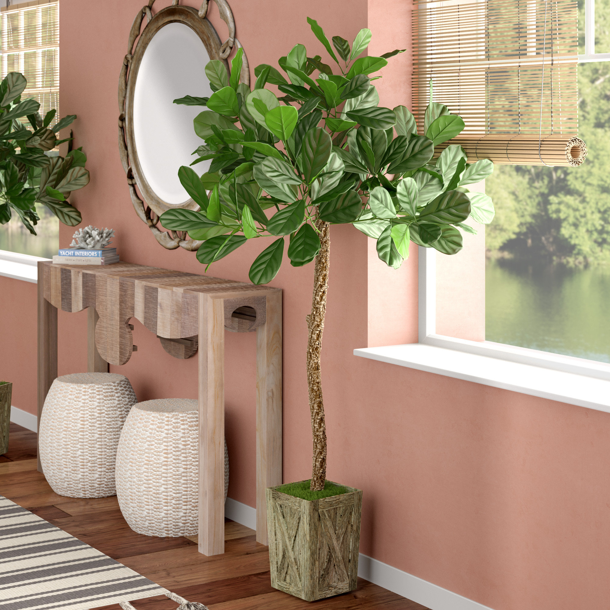 Bay Isle Home Fiddle Leaf Fig Tree in Planter & Reviews | Wayfair