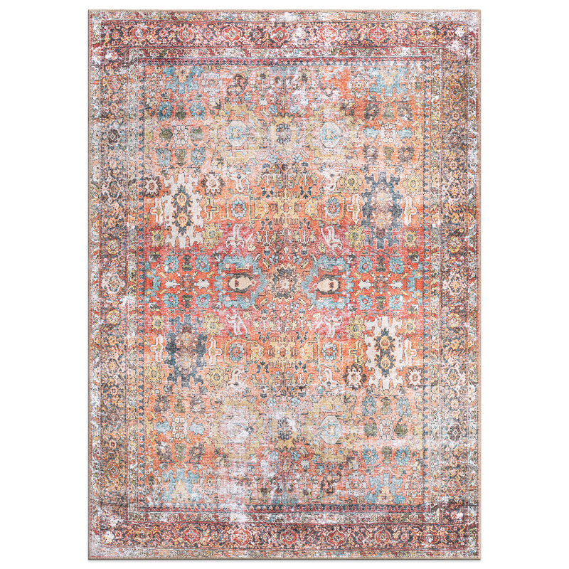 Transitional Distressed Machine Washable Non Slip Area Rug, 3'3" x 5