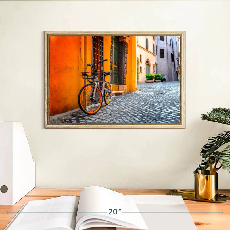 Vélo de rue pittoresque, Cadre flottant en bois naturel, 13 po x 9 po