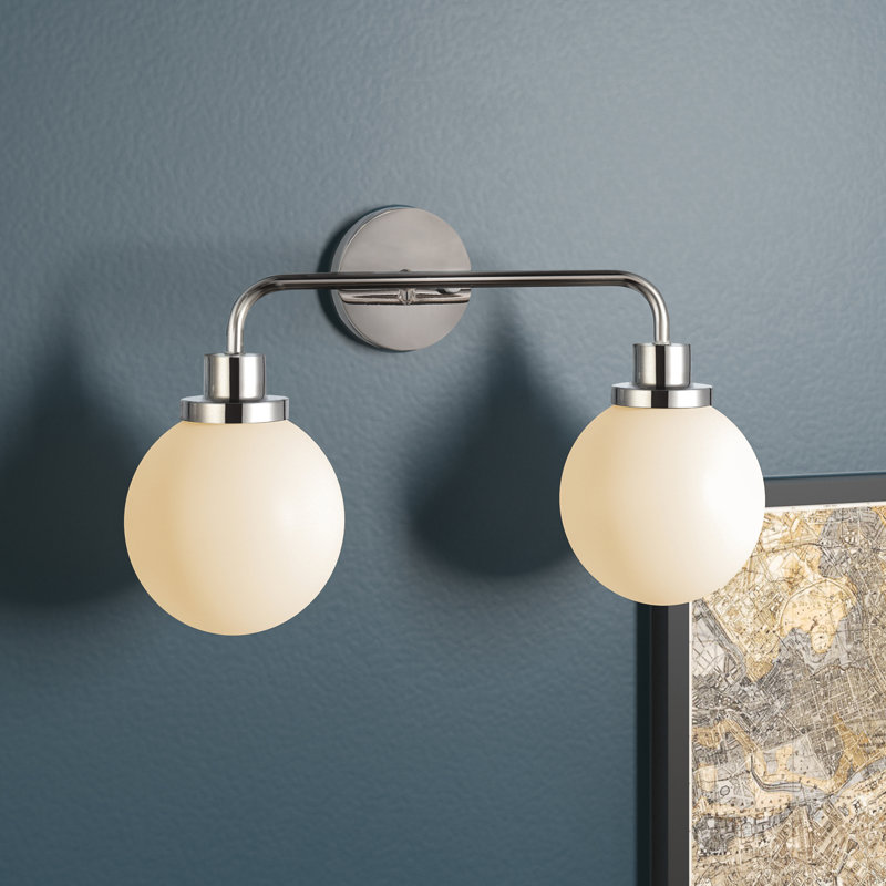 Éclairage de salle de bain à intensité variable 3 lumières Ackerson, Chrome chrome, Blanc opale, Deux lumières