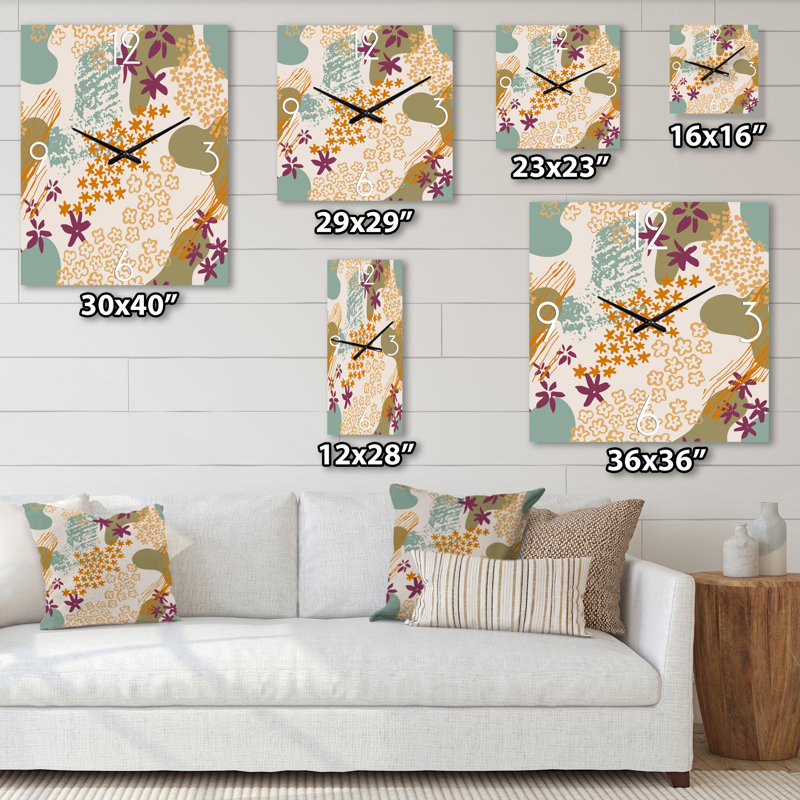 Fleurs, silhouettes et formes fluides - Horloge murale moderne, Petit