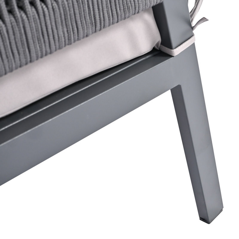 Ensemble de salle à manger 4 pièces en corde de qualité supérieure, structure en métal tissé, style moderne pour l'extérieur