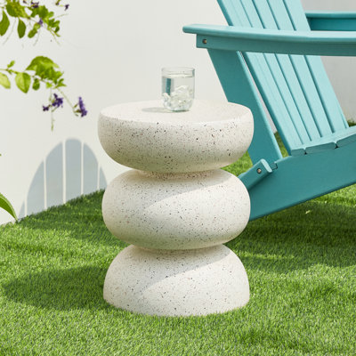 18"H Multi-Functional MGO Faux Terrazzo Garden Stool Or Planter Stand Or Accent Table