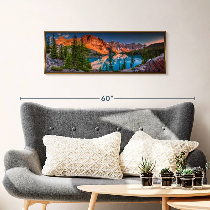 Crépuscule au lac Moraine, 37 po x 13 po, Floating Frame Gold