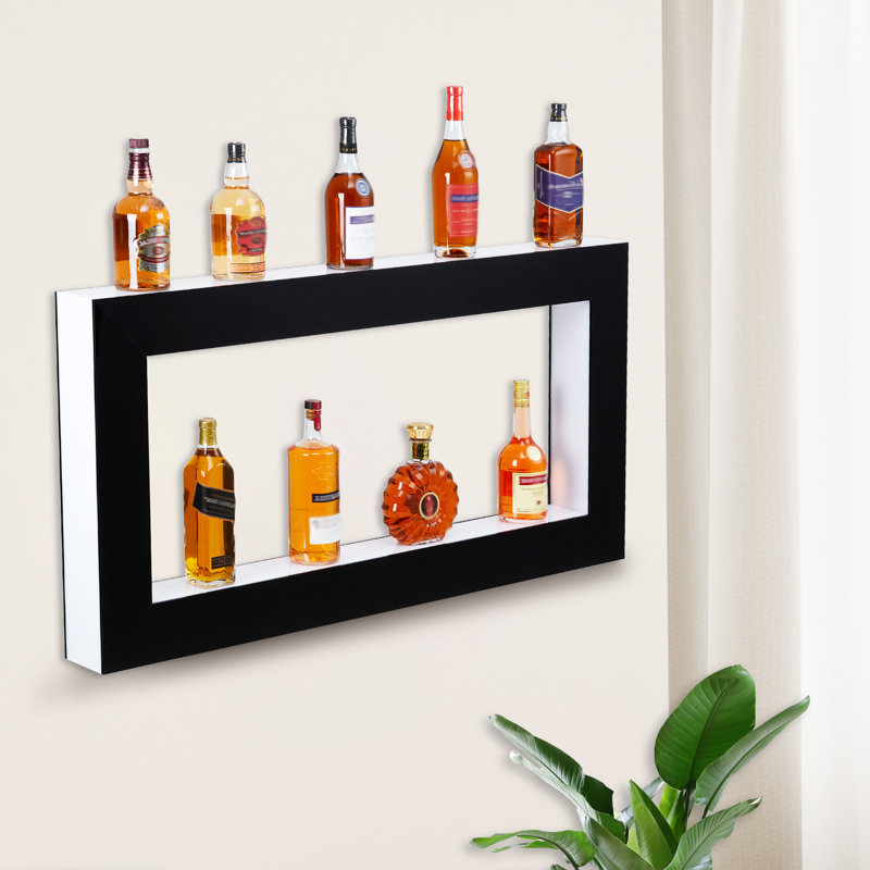 Étagère à boissons alcoolisée à DEL avec 2 marches, étagère à boissons alcoolisées 24 pouces avec télécommande à distance et contrôle des applications Étagères à boissons en acrylique multicolore
