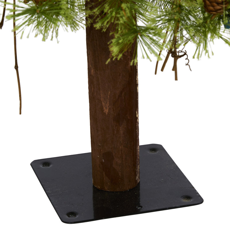 Lighted Artificial Pine Christmas Tree, 4' H