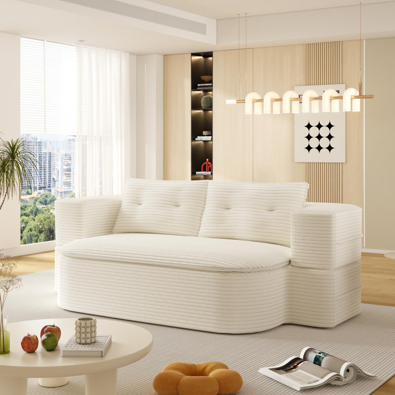 Canapé moderne pliable 2-en-1 avec couverture fonctionnelle et 2 coussins moelleux Boneless, Beige