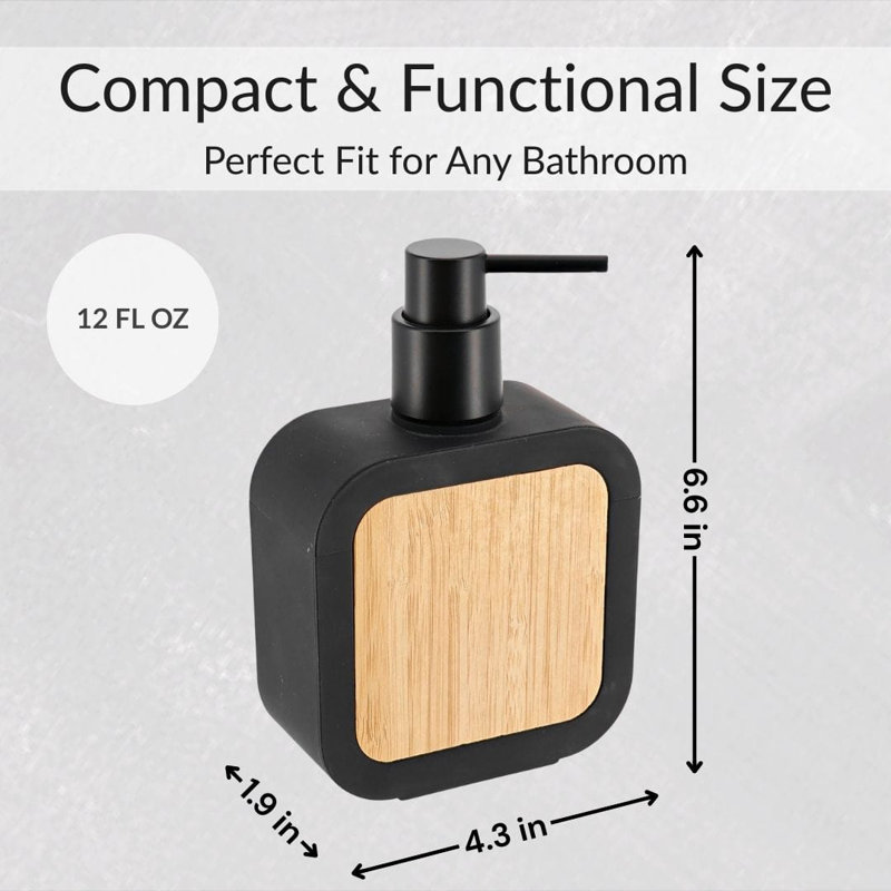 Contemporary Soap Dispenser Rubber and Wood, Black