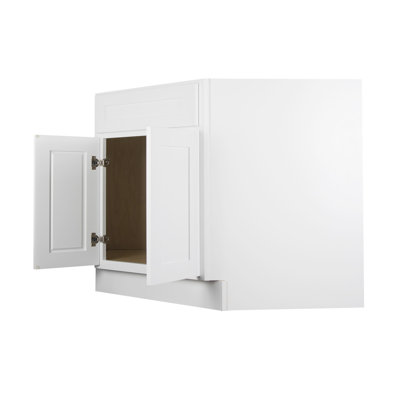 Koville ASB42 White Shaker Angle Sink Base Cabinet With Plywood Box