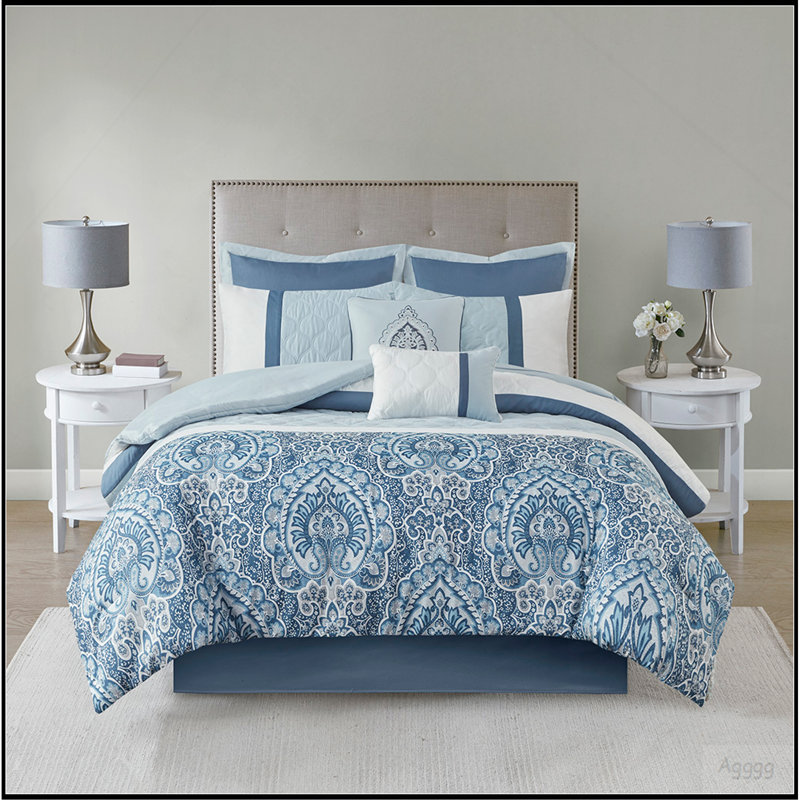 King 8 Piece  Comforter Set, King Comforter + 7 Additional Pieces, Blue