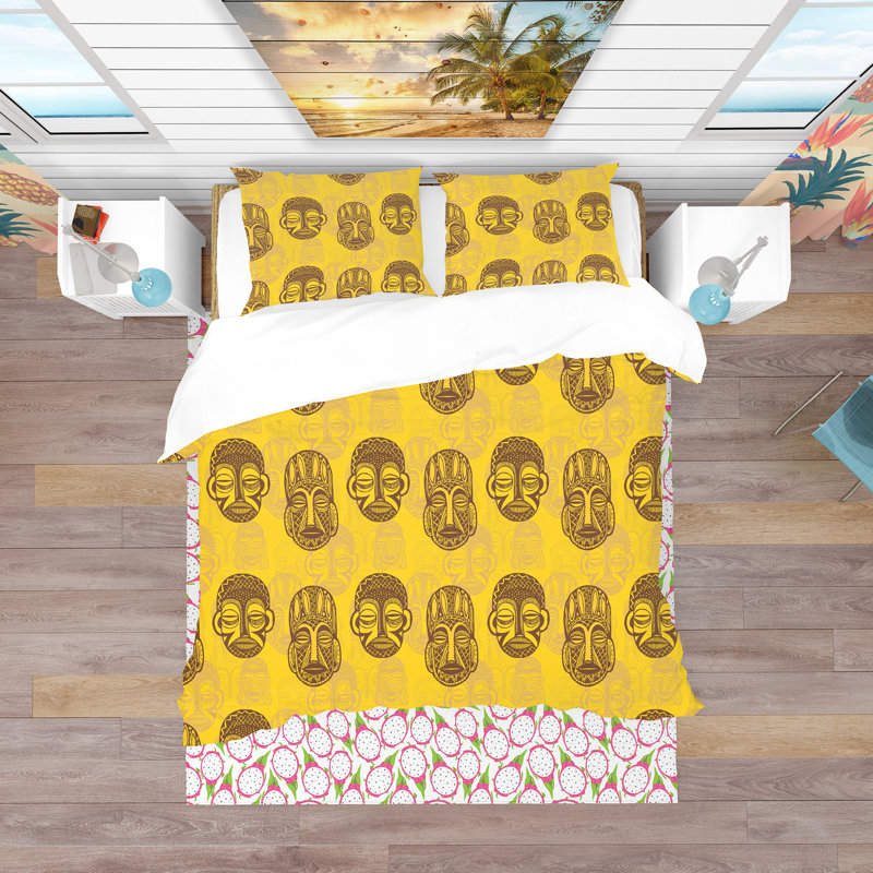 Ensemble de housse de couette tropical, Housse de couette double / grand + 2 taies
