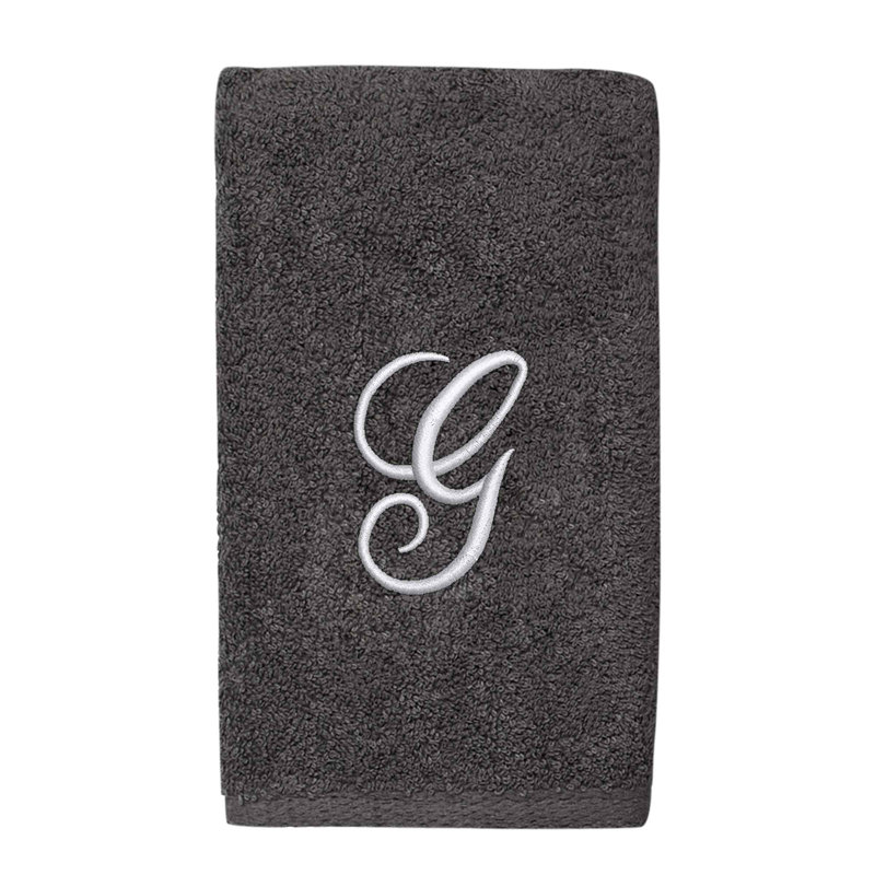 Winston Porter Granite/Silver Script Monogram Hand Towel Letter G