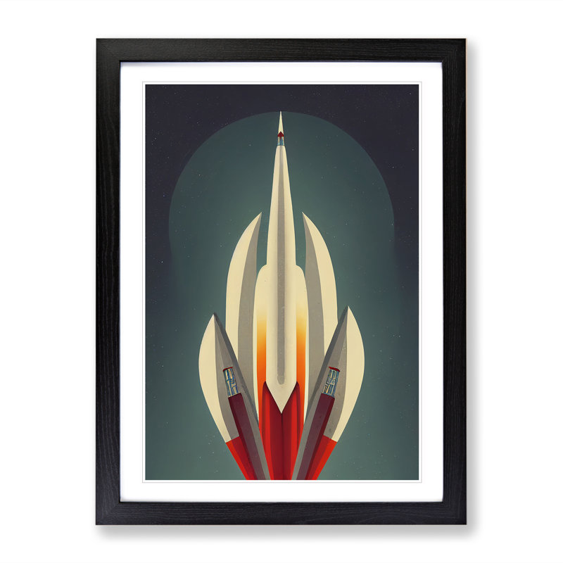 An Unbeatable Spaceship Rocket - Wall Art, Black Framed, 64cm H x 46cm W