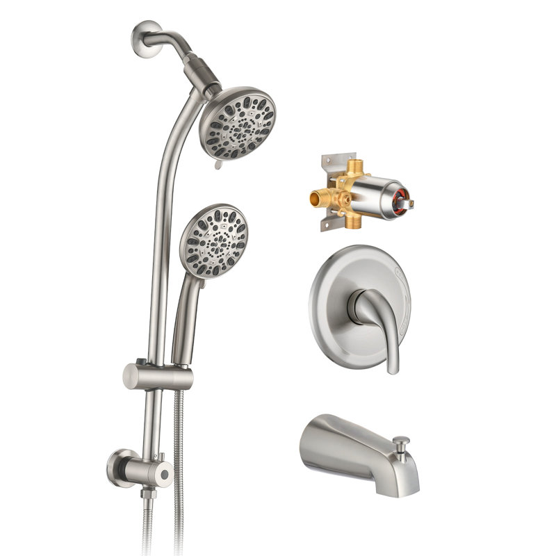 Complete Shower System with Rough in-Valve, Brushed Nickel