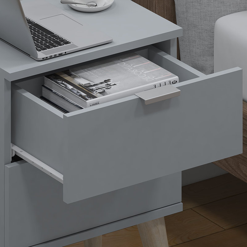 Treva 40cm W Bedside Table, Grey