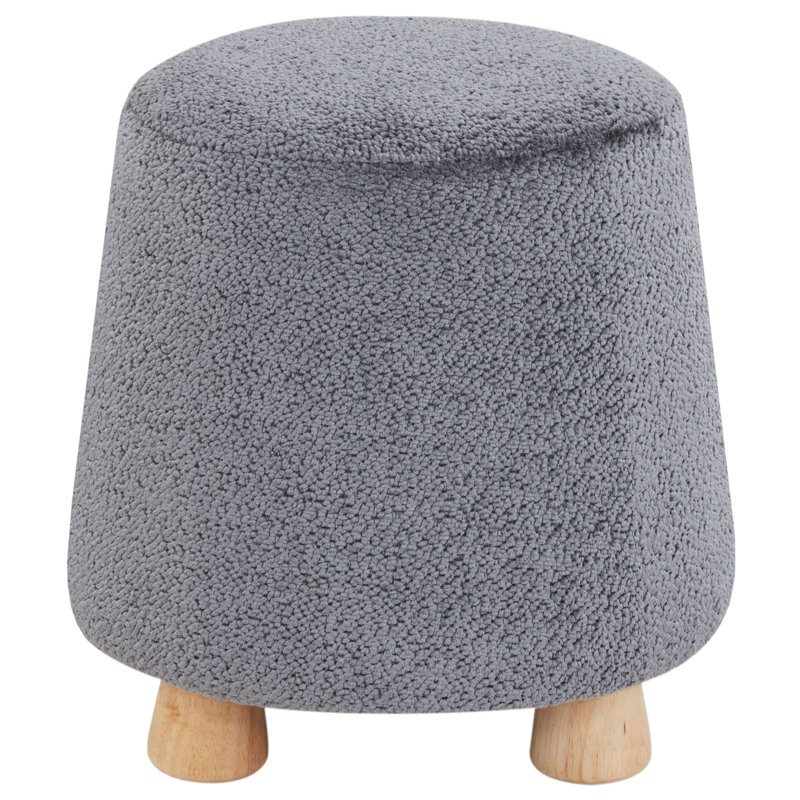 Round Chenille Ottoman, Dark Gray