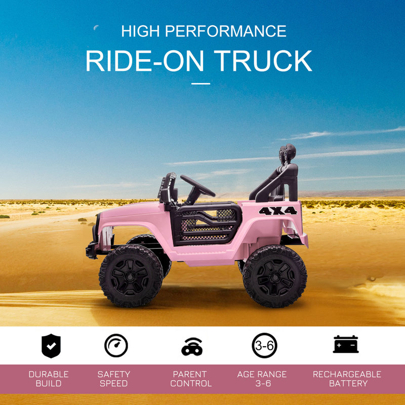 Pink 12-Volt Kids Electric Off-Road Truck with Remote Control