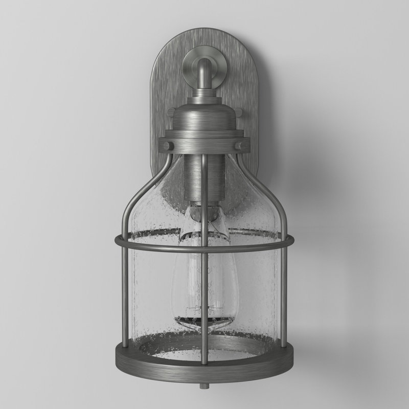Lanterne murale d'extérieur en fer patiné à 1 ampoule Langdon, H 13,75 po x l 8 po x P 9 po