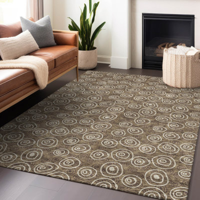 Premium Machine Washable Prisco Brown Rug