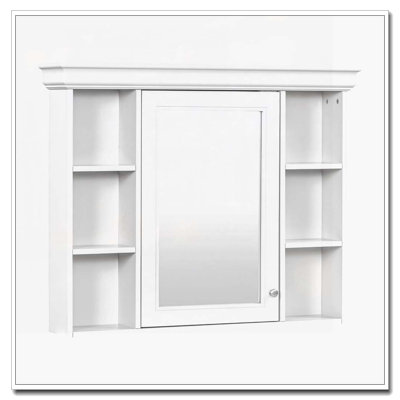 Armoire de salle de bain murale 35 "x 28" avec miroir, armoire, 6 tablettes ouvertes