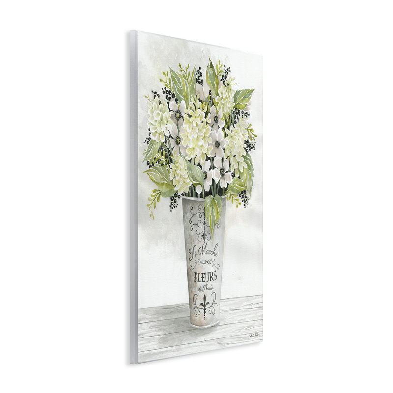 «French Floral Greenery Bouquet Parisian Charm Flowers» par Cindy Jacobs - impression d'art graphique, H 15 po x l 10 po